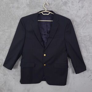 Brooks Brothers 1818 Madison Blazer Mens 44 R Black Wool Gold Buttons Preppy